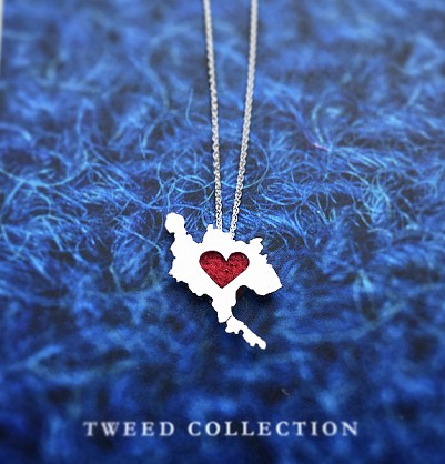 Sterling silver with Harris Tweed Necklace -18inch chain 