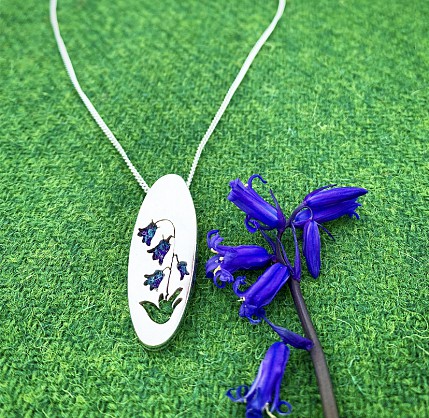 Sterling Silver and Harris Tweed - Approx 40x18mm with an 18inch chain