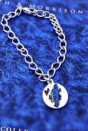 Sterling Silver and Harris Tweed- 18mm disc  