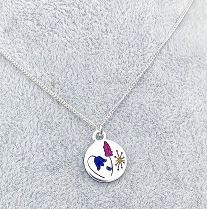 Sterling Silver and Harris Tweed- Approx 16mm and an 18inch Chain
