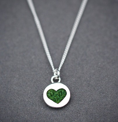 Sterling Silver - Harris Tweed- 12mm round - 18inch chain 