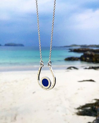 Sterling silver with Harris Tweed - pendant approx 34x26mm with an 18inch chain