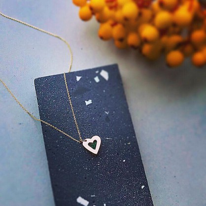 Small 10mm Heart  -9ct Yellow Gold - 18inch chain 