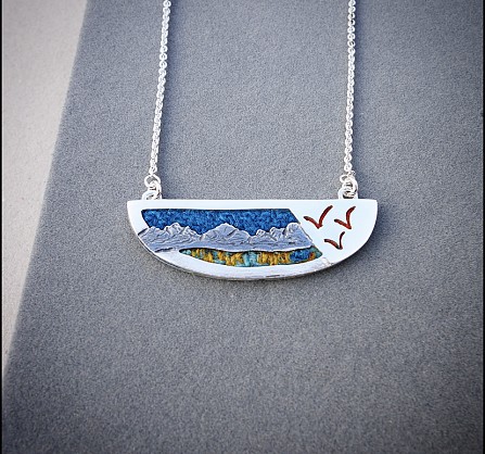 Sterling Silver and Harris Tweed - Size approx 60x20mm with an 18inch chain 
