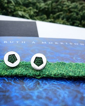 Sterling silver with Harris Tweed -12mm 