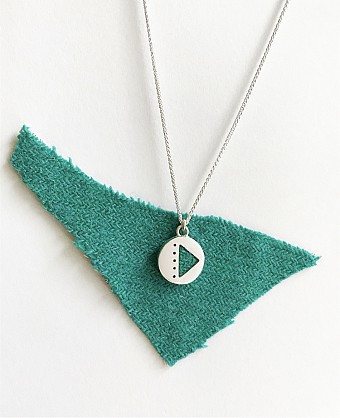 Sterling Silver necklace with Harris Tweed. 18inch chain. Approx 16mm in diameter