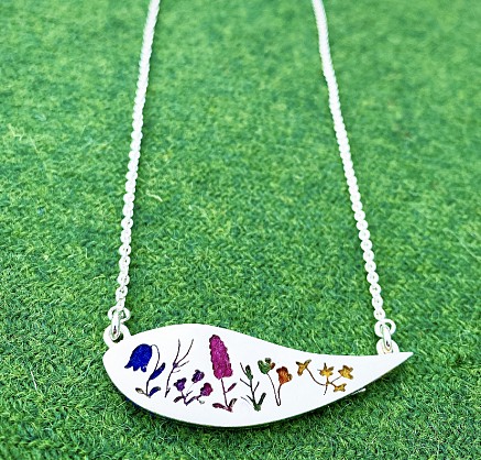 Sterling Silver and Harris Tweed- Approx 50x20mm with an 18inch chain 