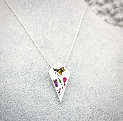 Sterling Silver and Harris Tweed - approx 34x22mm with an 18inch chain