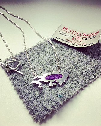 Sterling silver with Harris Tweed     