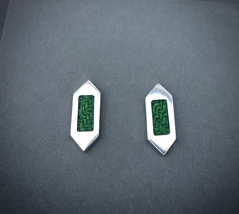 Sterling Silver - Harris Tweed. Approx 25x10mm 