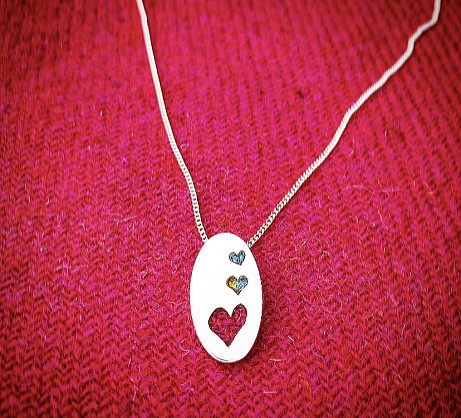 Sterling Silver- Harris Tweed- Approx 25x15mm with an 18inch chain