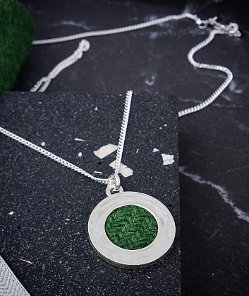 Sterling Silver and Harris Tweed - 20mm - 18inch chain 
