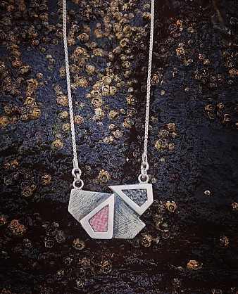  Sterling silver with Harris Tweed - oxidised silver -20inch chain 



