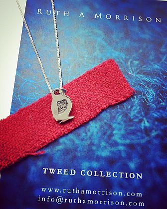 Sterling Silver with Harris Tweed - Approx 14x20mm 