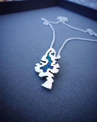 Sterling Silver with Harris Tweed- approx 20x30mm - 18inch chain