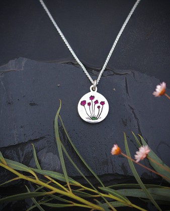 Sterling Silver and Harris Tweed - Approx 20mm disc with an 18inch chain 