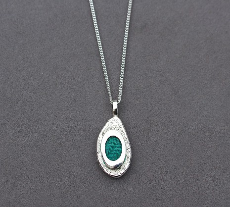 Sterling silver - Harris Tweed - Approx 32x20mm with an 18inch chain
