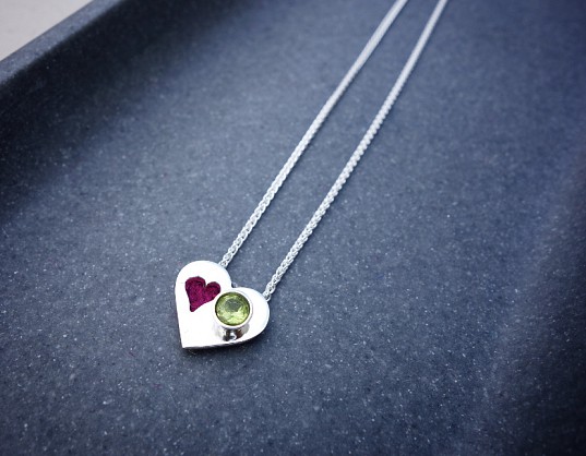 Sterling Silver - Harris Tweed - Birthstone (Diamond will be extra) 
Approx 16x14mm with an 18inch chain 
