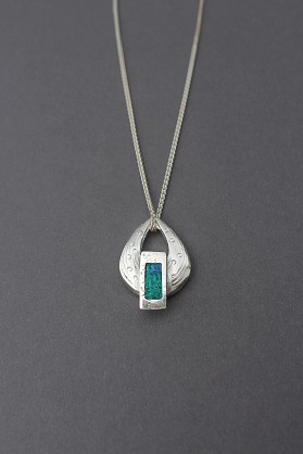 Sterling Silver and Harris Tweed - Approx 30x20mm with an 18inch chain