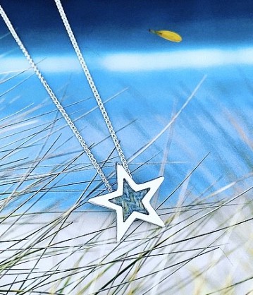 Sterling silver 22mm star with Harris Tweed and an 18inch chain