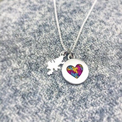 Sterling Silver and Harris Tweed 18mm - 18 inch chain