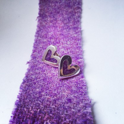 Sterling silver earrings with Harris Tweed