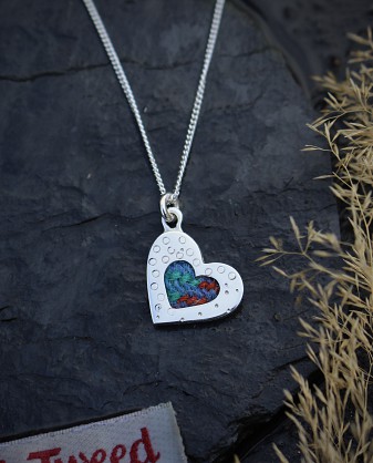 Sterling Silver and Harris Tweed - Approx 18mm with an 18inch chain