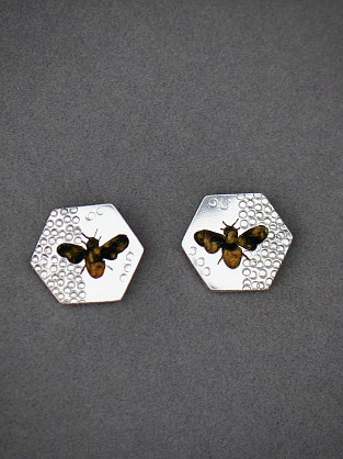 Sterling Silver and Harris Tweed -  approx 18mm 