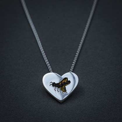 Sterling Silver with Harris Tweed - 18inch chain and approx 18mm heart