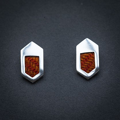 Sterling Silver - 22mmx16mm - Harris Tweed 