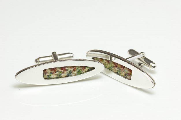 Sterling Silver with Harris Tweed 30x12mm