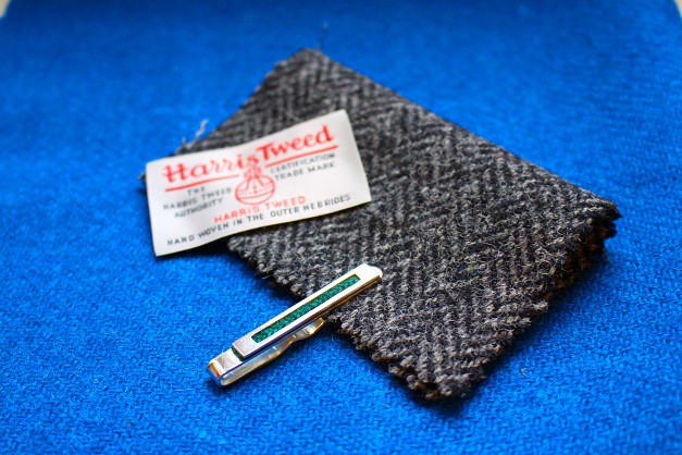 Sterling Silver tie slide with Harris Tweed 